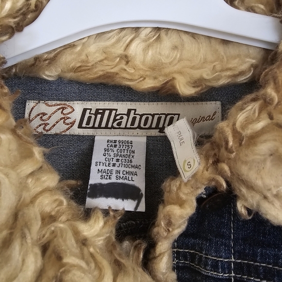 Billabong Vintage Y2K Faux Fur Denim Jacket Small - Picture 3 of 9